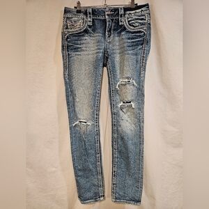 Rock Revival Women's Distressed Blue Skinny Jeans